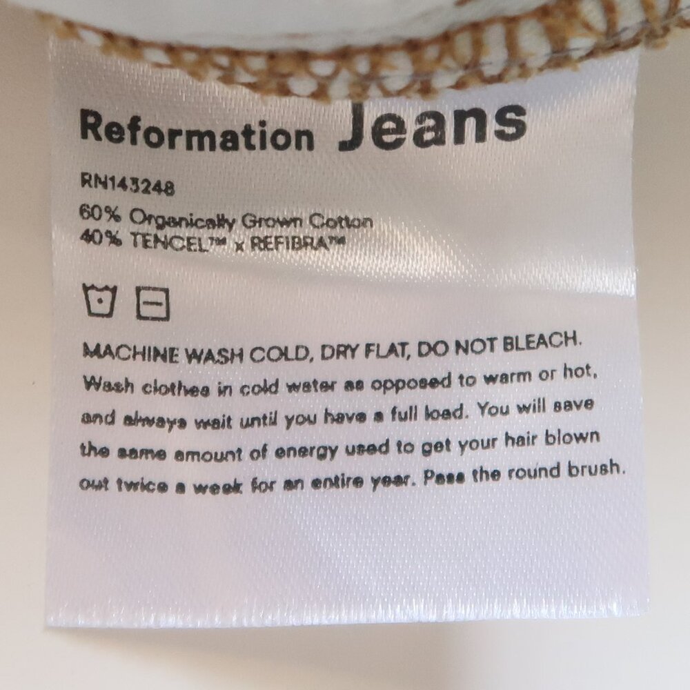 Reformation Cynthia High Rise Straight Leg Patch Jeans Tahoe Light Wash 26 - Picture 13 of 16